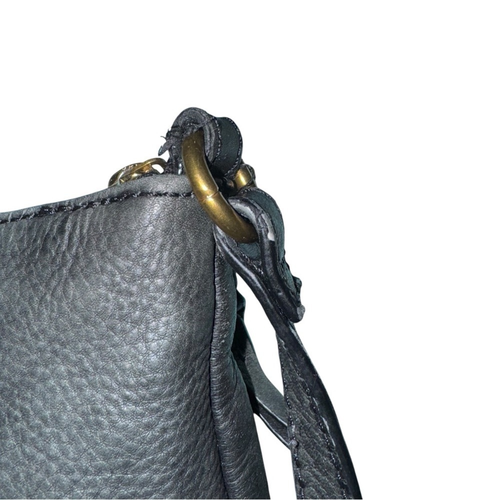 ELLIOTT LUCCA Gwen Black Pebbled Leather Gold Chain Strap Crossbody Bag - Picture 6 of 16
